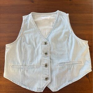 Old Navy Blue Striped Button Jean vest